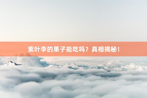 紫叶李的果子能吃吗？真相揭秘！
